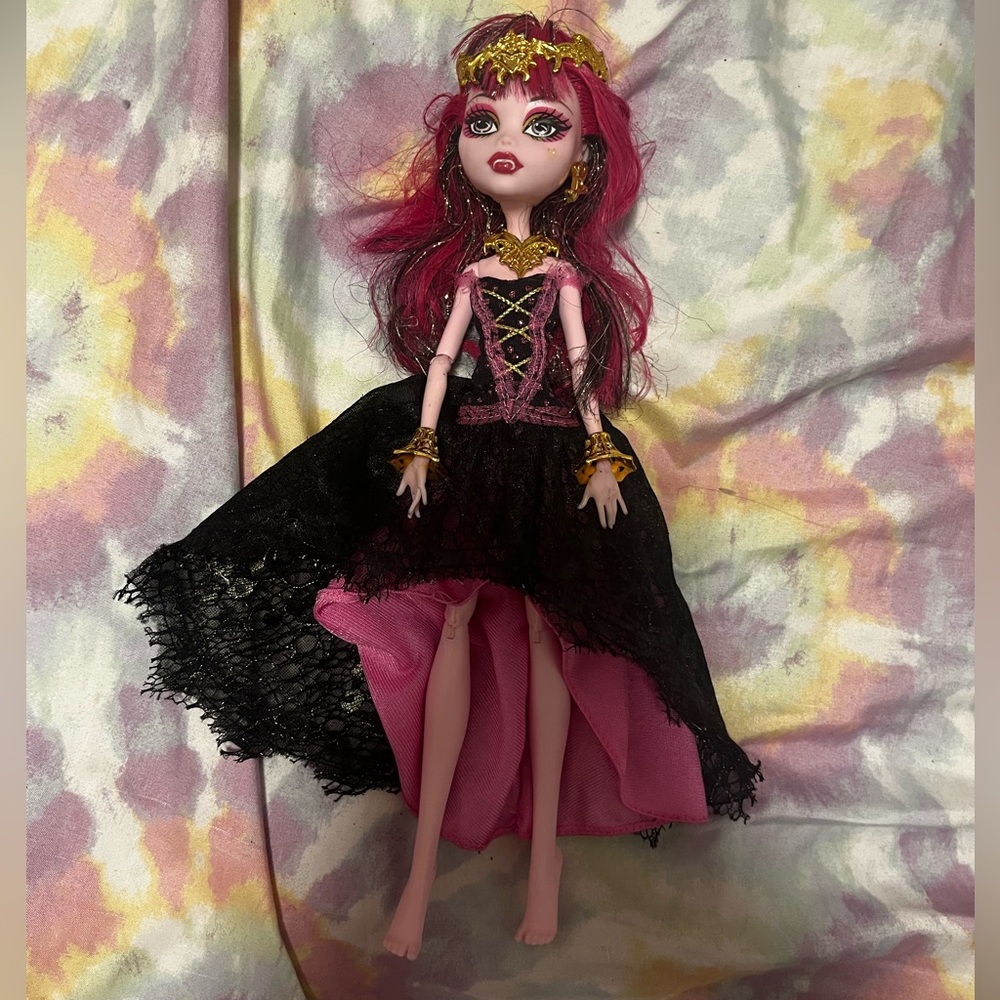 Monster High Doll with Pink and Black Dress